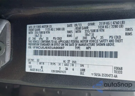 2014 Ford Escape Titanium из США, поврежденный, VIN 1FMCU0J9XEUA90087